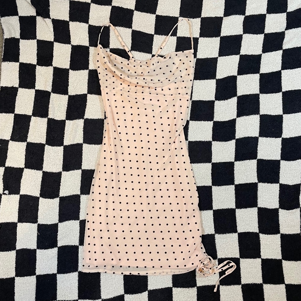 nasty gal pink polka dot midi dress size 6